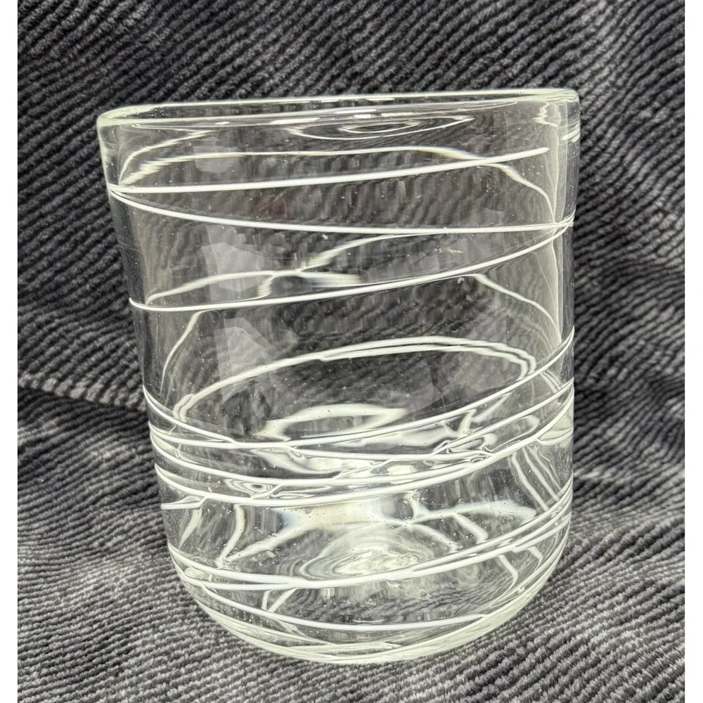 Blown Glass Clear Vase With White Modern‎ Design 5.75